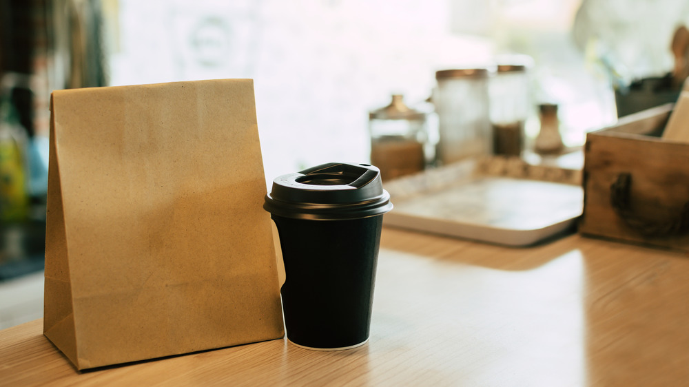 Brown bag to-go coffee order