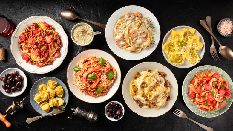 Assortment of pasta dishes