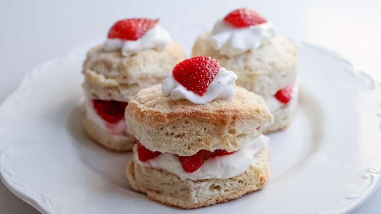 strawberry shortcake with strawberry garnish