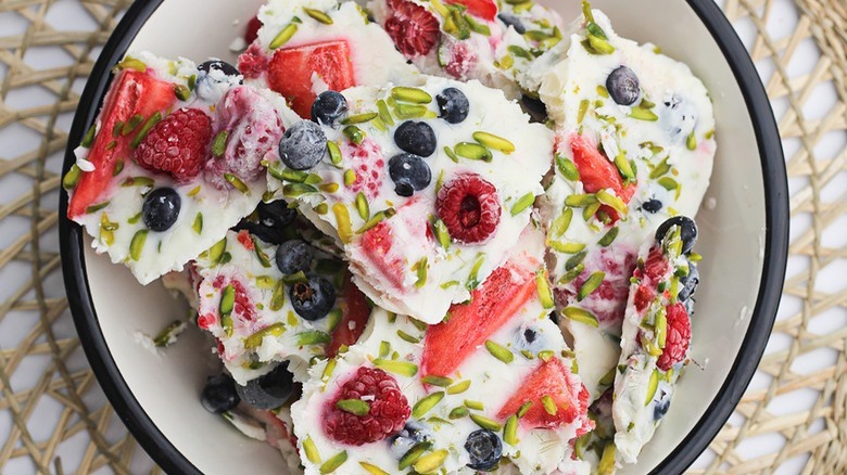 candy bark with fruit