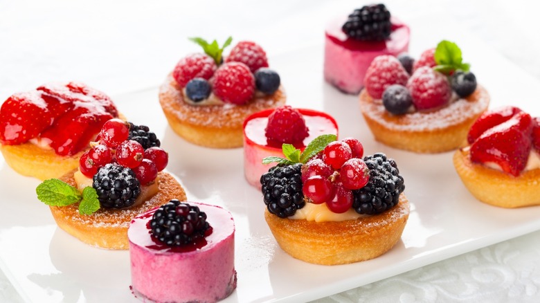 Mini fruit tarts on a plate