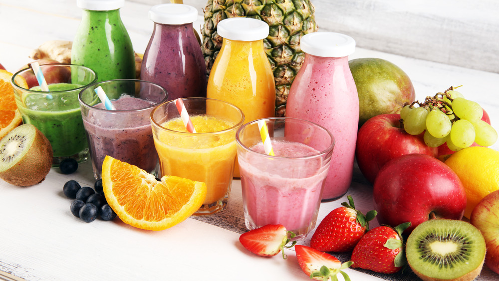 Selection of fruit smoothies