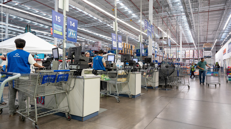 Checkout lanes at Sam's Club.