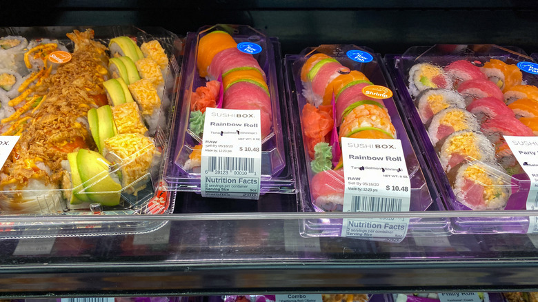 A sushi display at Sam's Club.