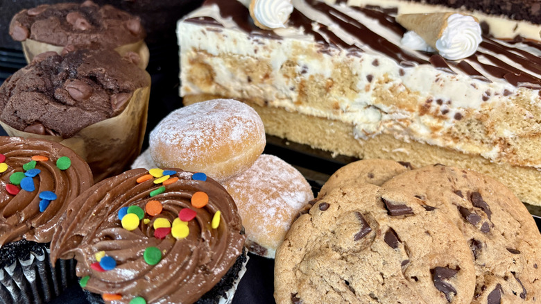 close up of cookies, cupcakes, cakes, and other desserts