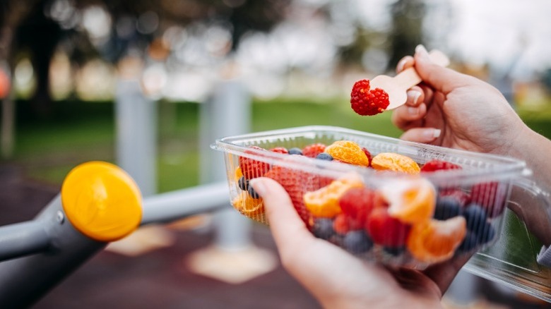 Berries in a plastic container