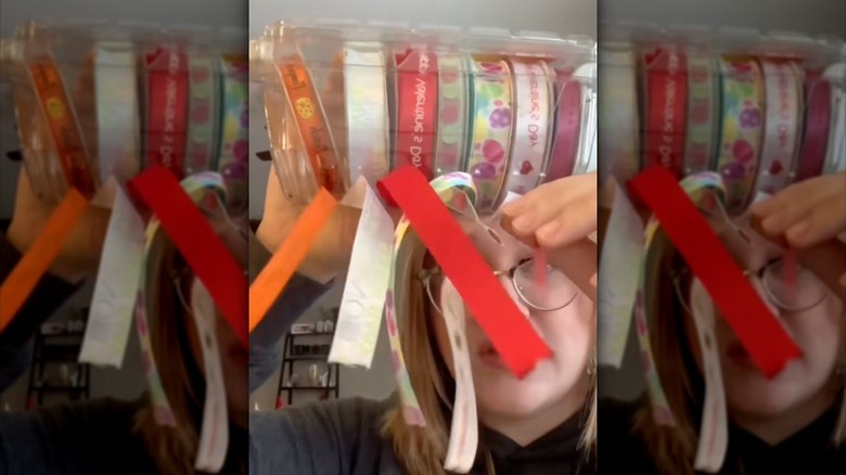 Ribbons in the berry container