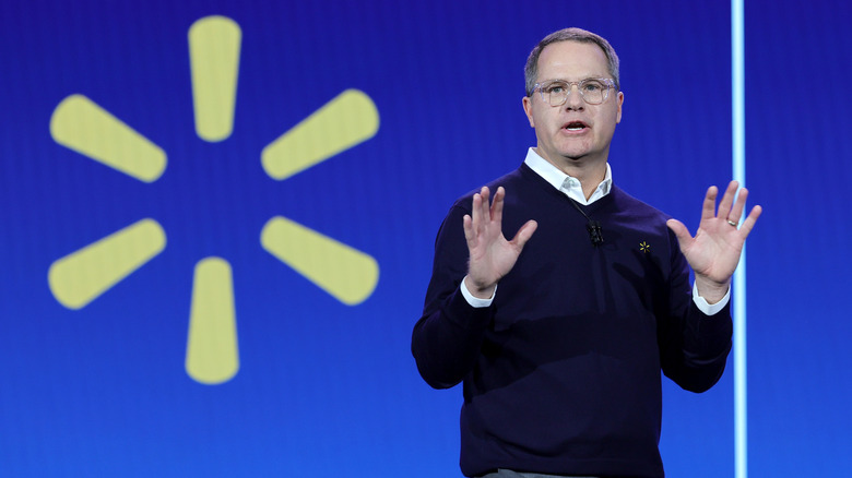 Walmart CEO Doug McMillon giving speech at corporate event