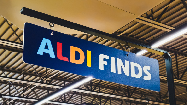 Aldi finds signage inside store near rafters