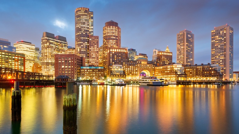 Boston skyline at dusk