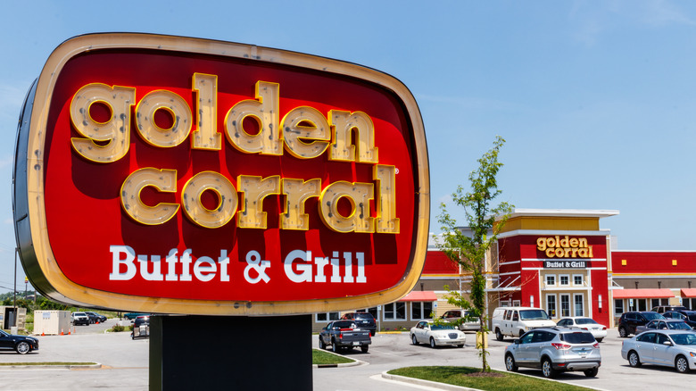 Golden Corral signage outside the restaurant during daytime.