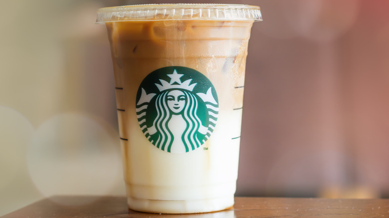 An iced Starbucks caramel macchiato