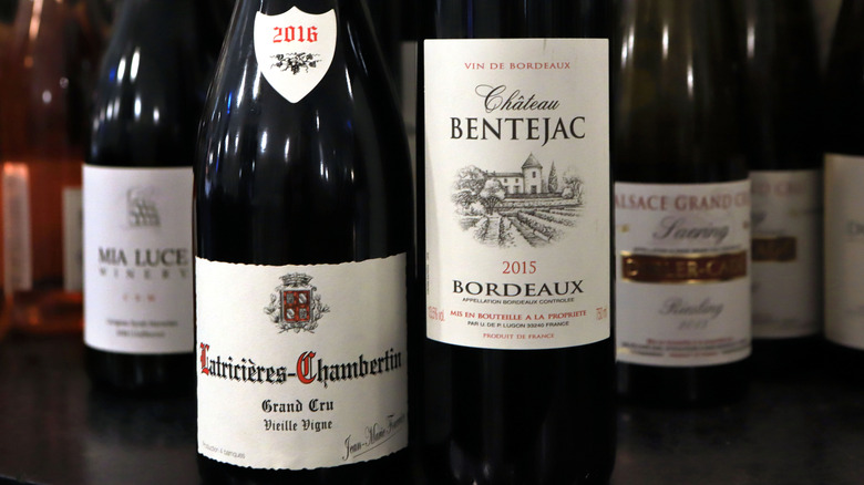 Bottles of wine from Bordeaux