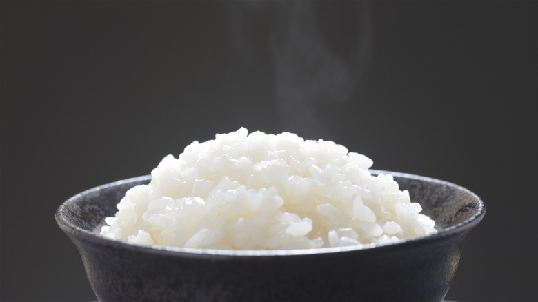 A bowl of warm, perfectly cooked Japanese rice.