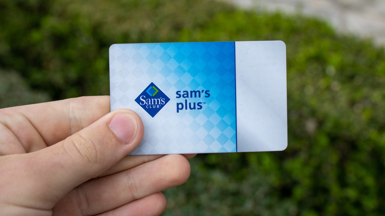 person holding sam's club plus membership card