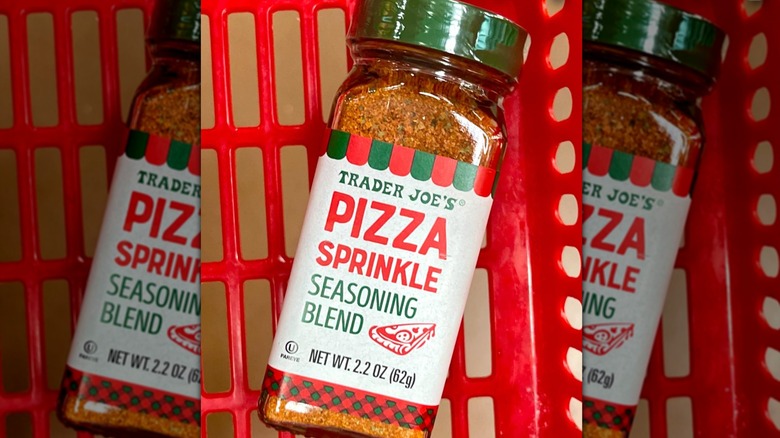 Trader Joe's Pizza Sprinkle Seasoning in red basket