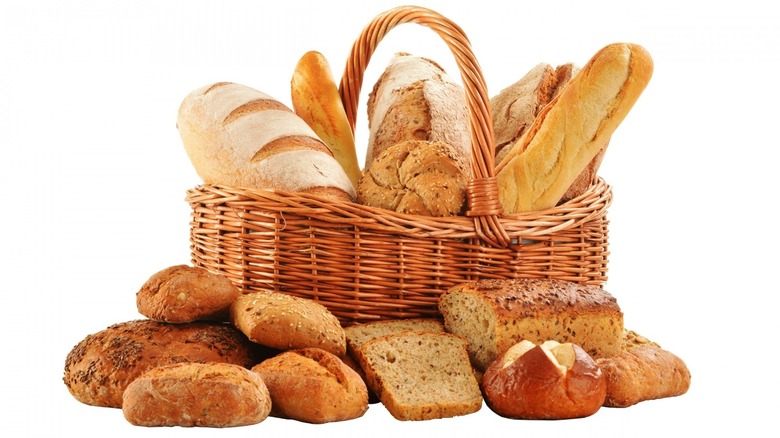 Various bread loves in basket