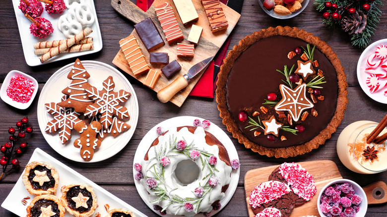 Christmas desserts on table