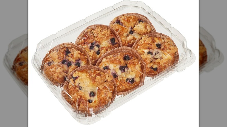 Package of caramelized blueberry cheesecake style croissants.