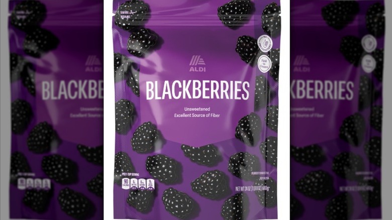 Aldi bag of frozen blackberries.