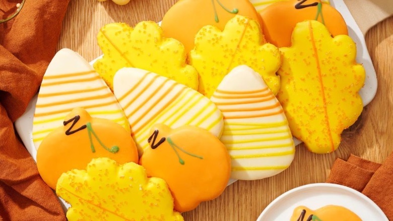 Decorated cookies in various fall designs.