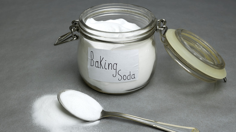 Close-up of baking soda on a counter