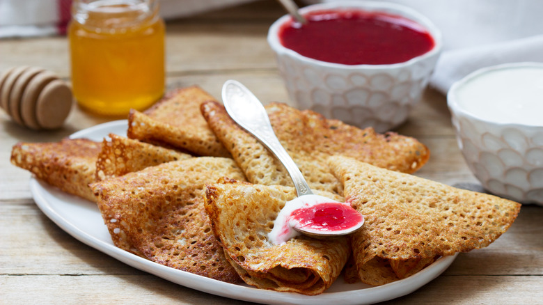 Plate of rye pancakes
