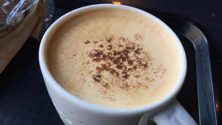 Hot latte with cinnamon