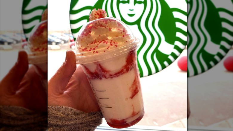 Santa Claus Frappuccino with Starbucks logo background