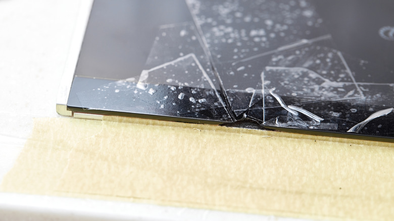 Cracked glass of induction stovetop
