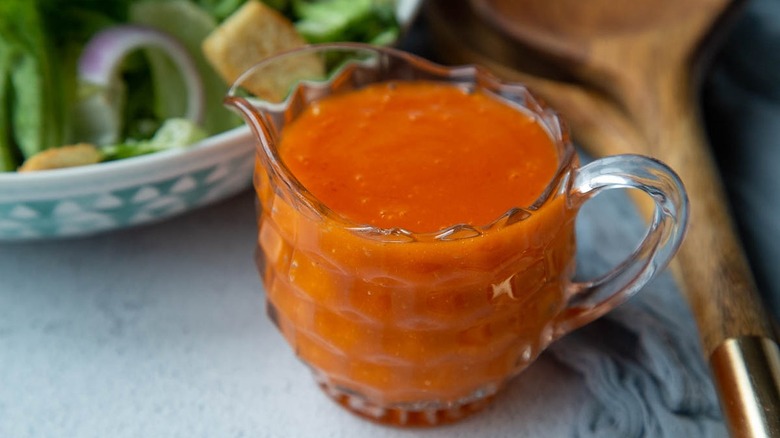 French dressing with salad greens
