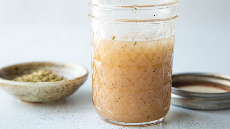 emulsified salad dressing in jar
