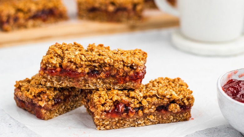 Finished peanut butter jelly oat bars