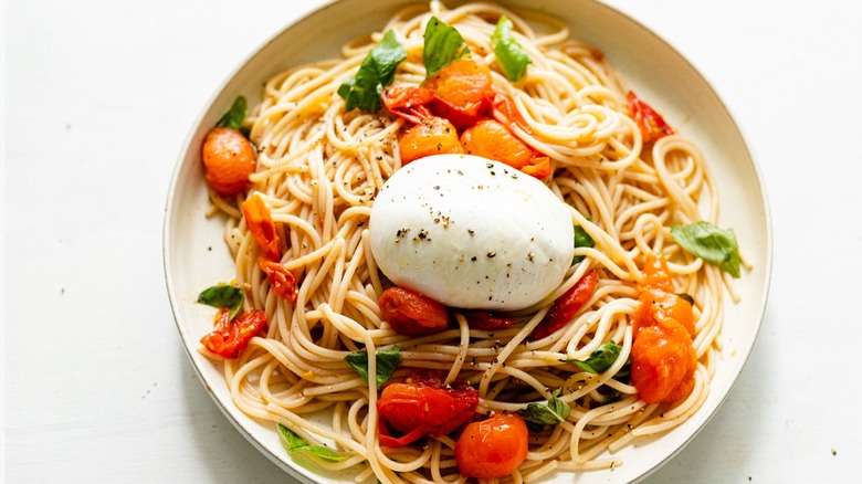 serving of summer pasta
