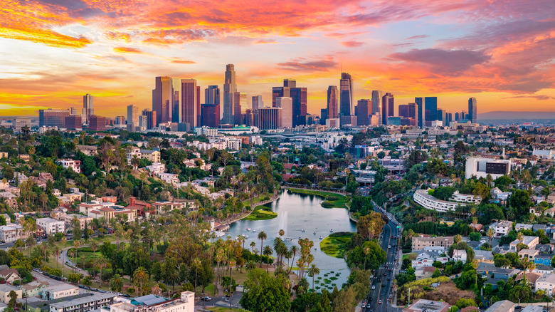 los angeles with echo park lake
