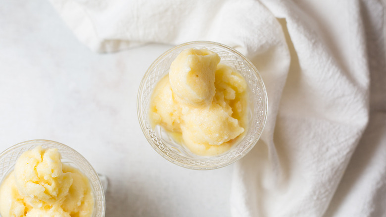 pineapple sorbet served on table