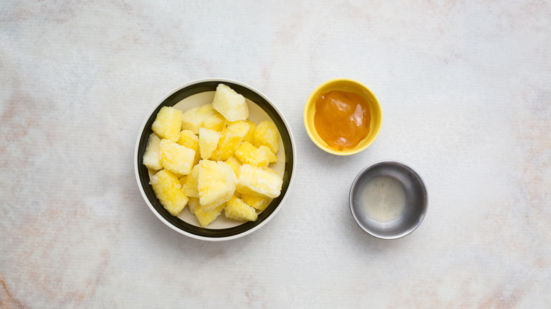 pineapple sorbet ingredients on table