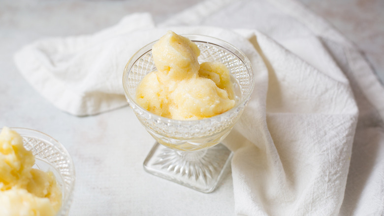 pineapple sorbet served on table
