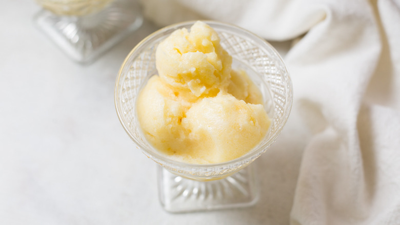 pineapple sorbet served on table