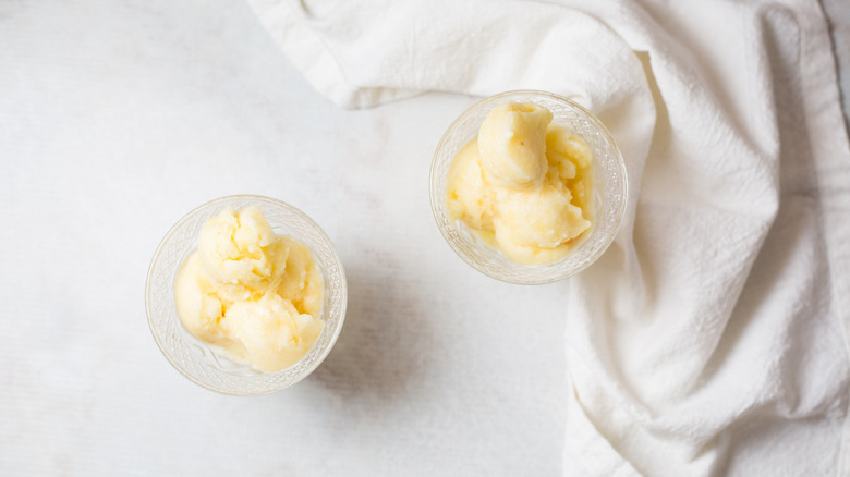 pineapple sorbet served on table