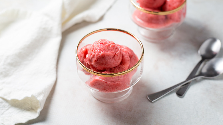 strawberry sorbet served on table
