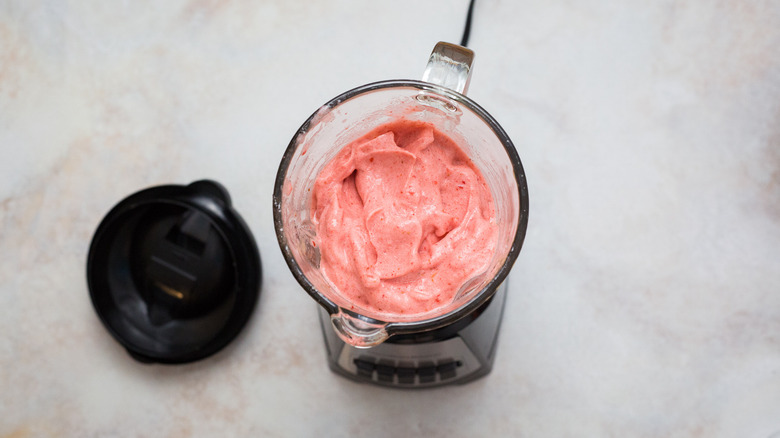 strawberry sorbet in blender