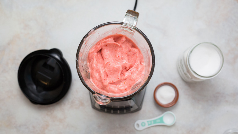 strawberry sorbet in blender