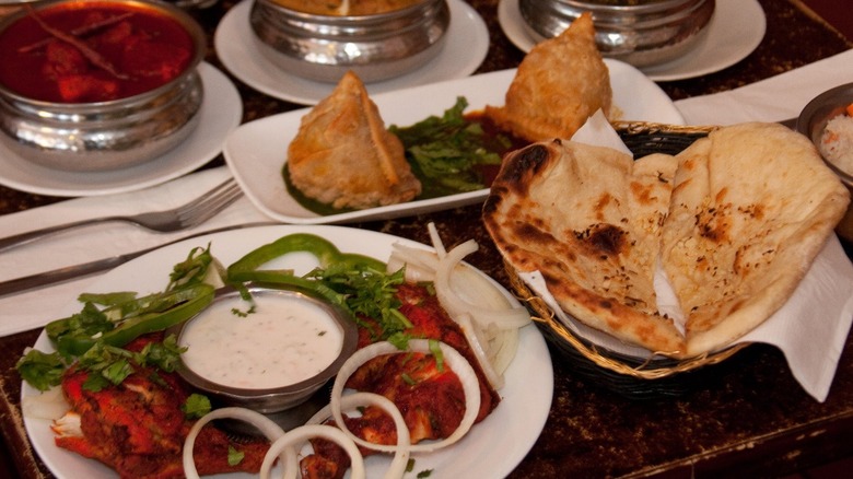 Table of Indian food at Seva