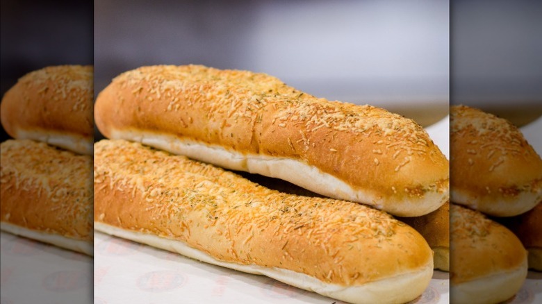 Loaves of Jersey Mike's rosemary parmesan bread.