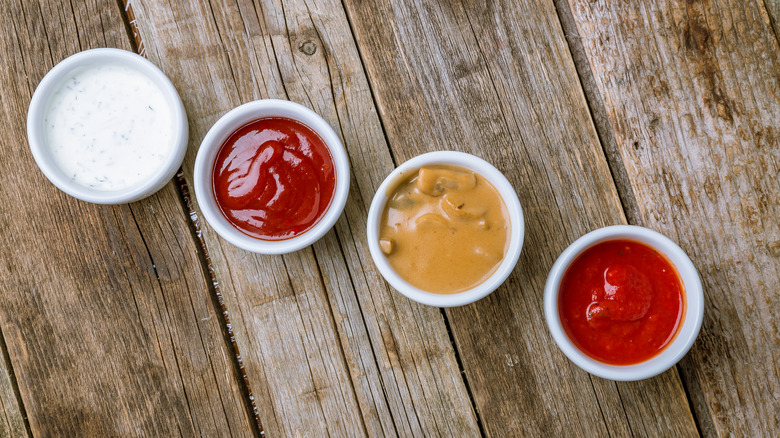 Top view of assorted sauces