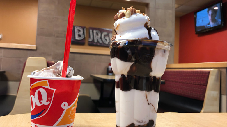 A mini Blizzard next to a large Sundae