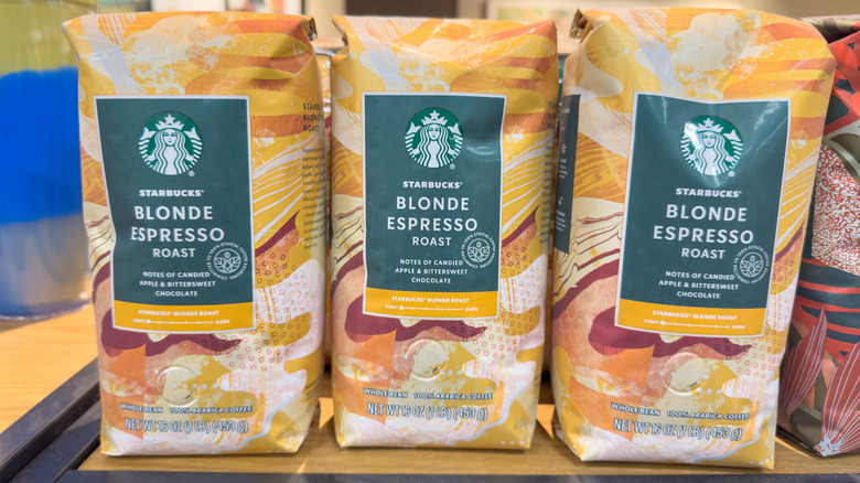 Bags of Blonde espresso roast at Starbucks.