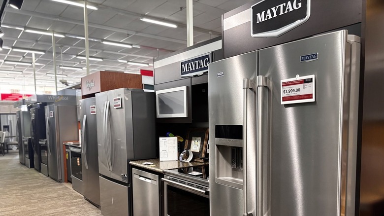 Maytag kitchen appliances in a showroom