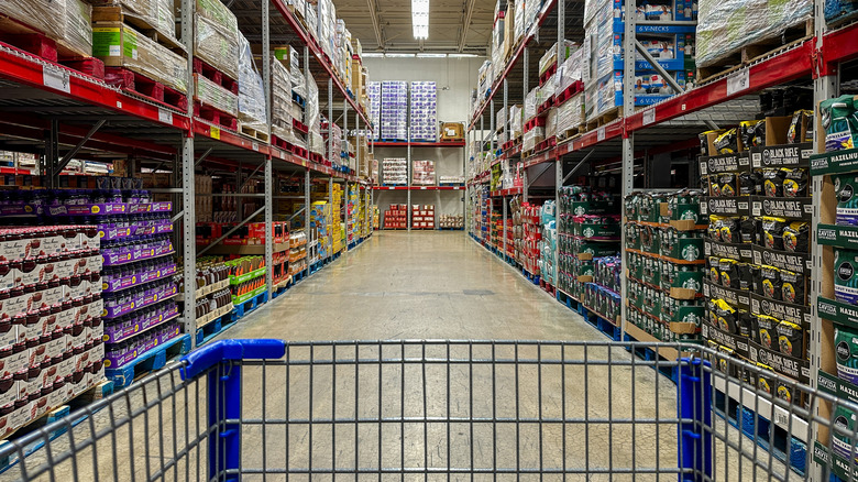 A cart in an aisle at Sam's Club